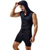 BreakEgg Men's Athletic Supporters Cotton Jumpsuit Pajamas Sleep Set One Piece Slim Fit Active Singlet Leotard (Black,Medium) view 1
