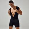 BreakEgg Men's Athletic Supporters Cotton Jumpsuit Pajamas Sleep Set One Piece Slim Fit Active Singlet Leotard (Black,Medium) view 2