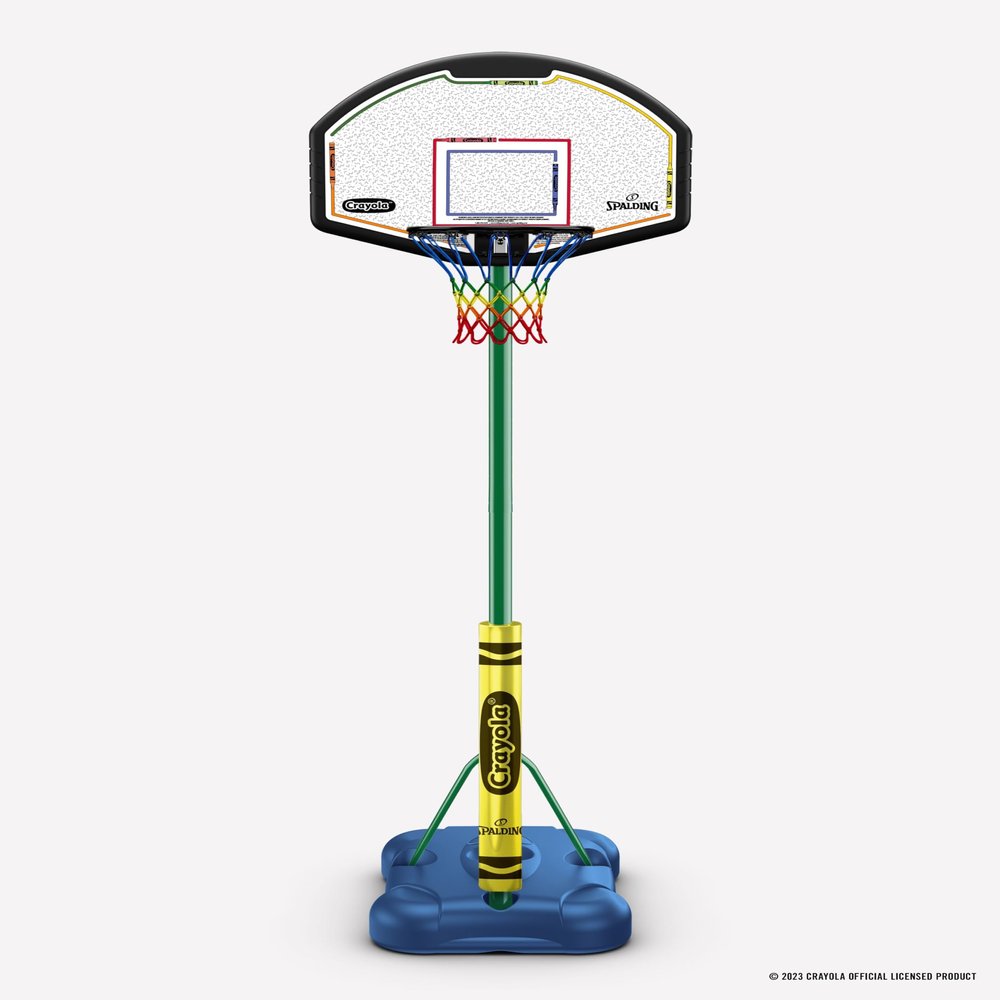 Spalding X Crayola 32" Molded Eco-Composite Telescoping Portable Basketball Hoop with Mini Court Marking Kit