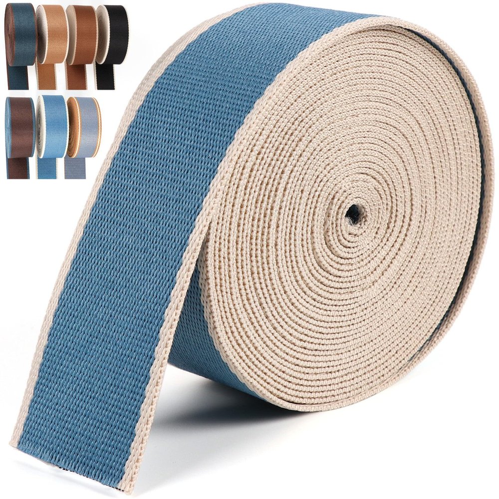PECMER Blue Striped Polyester Webbing - 1.5 inch Heavy Duty Nylon Webbing for Crafts, Belts, Backpack Straps & More - 38mm