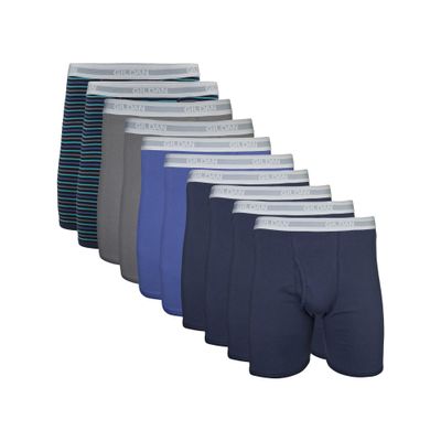 Gildan Men's Underwear Boxer Briefs, Multipack, Mixed Navy (10-pack), Large