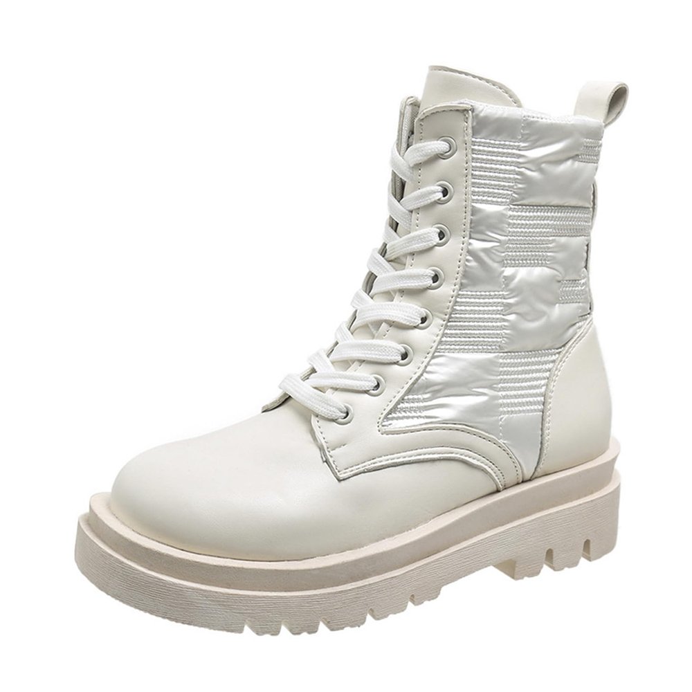 ZKXYFFS Womens Lace Up Ankle Boots Motorcycle Platform Booties Combat Boots Punk Mid Calf Military Winter Boots for Women
