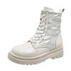 ZKXYFFS Womens Lace Up Ankle Boots Motorcycle Platform Booties Combat Boots Punk Mid Calf Military Winter Boots for Women view 1