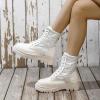 ZKXYFFS Womens Lace Up Ankle Boots Motorcycle Platform Booties Combat Boots Punk Mid Calf Military Winter Boots for Women view 4