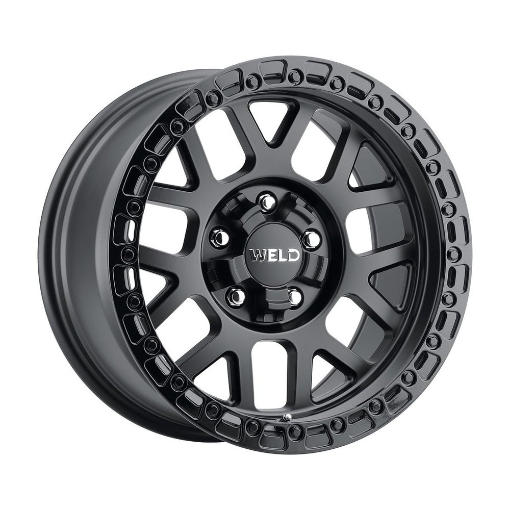 WELD RACING Cinch W104 17" Off-Road Wheel Compatible with F150, Silverado, 6x135 6x139.7 ET-12 BS4.50 Satin Black/Gloss Black - W10479098450
