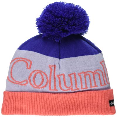 Columbia Youth Unisex Polar Powder Beanie, Clematis Blue/Snowdrift/Hot Coral, One Size