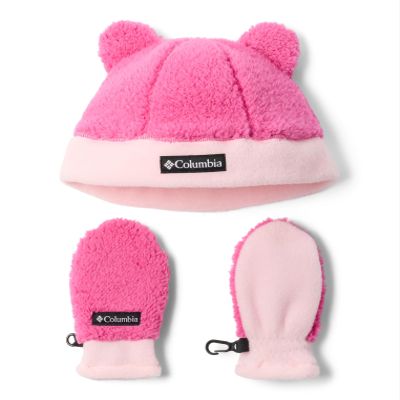 Columbia Toddler Unisex Rugged Ridge Beanie and Mitten, Pink Ice/Satin Pink, One Size