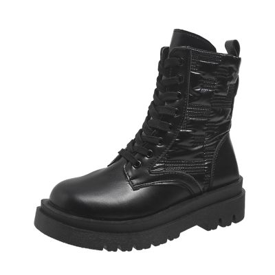 ZKXYFFS Womens Lace Up Ankle Boots Motorcycle Platform Booties Combat Boots Punk Mid Calf Military Winter Boots for Women