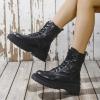 ZKXYFFS Womens Lace Up Ankle Boots Motorcycle Platform Booties Combat Boots Punk Mid Calf Military Winter Boots for Women view 2