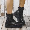 ZKXYFFS Womens Lace Up Ankle Boots Motorcycle Platform Booties Combat Boots Punk Mid Calf Military Winter Boots for Women view 3
