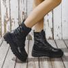 ZKXYFFS Womens Lace Up Ankle Boots Motorcycle Platform Booties Combat Boots Punk Mid Calf Military Winter Boots for Women view 4