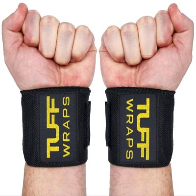 TuffWraps 16" Wrist Straps for Gym - No Thumb Loops - Powerlifting, Weightlifting, and Bench Press Support - Durable Wrist Straps Gym Accessory for Enhanced Wrist Support