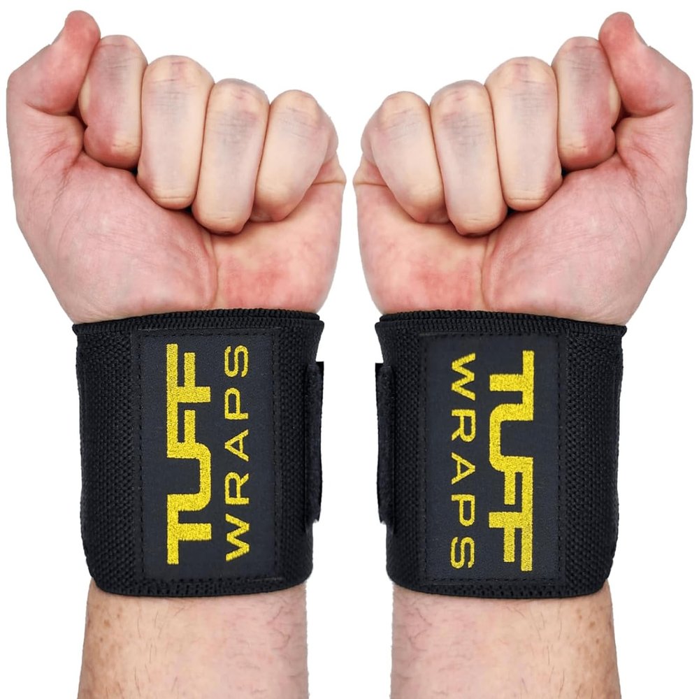 TuffWraps 16" Wrist Straps for Gym - No Thumb Loops - Powerlifting, Weightlifting, and Bench Press Support - Durable Wrist Straps Gym Accessory for Enhanced Wrist Support