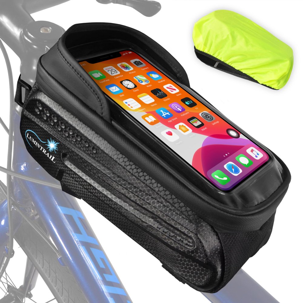 Lumintrail Bike Phone Bag - Hard Casing Bicycle Phone Mount - Waterproof Rain Cover - Bike Accessories
