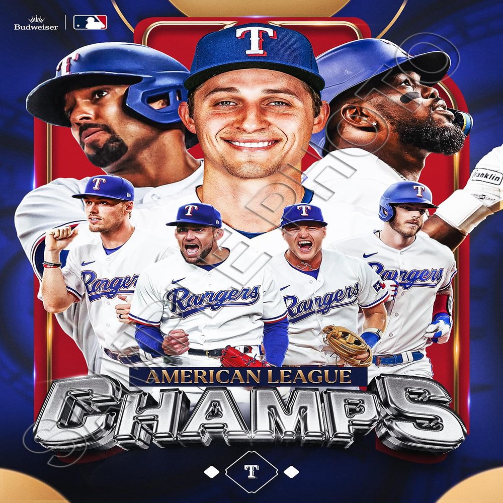 SPORTSPHOTOSUSA 2023 Texas Rangers American League Champions World Series ALCS 8x10 Photo