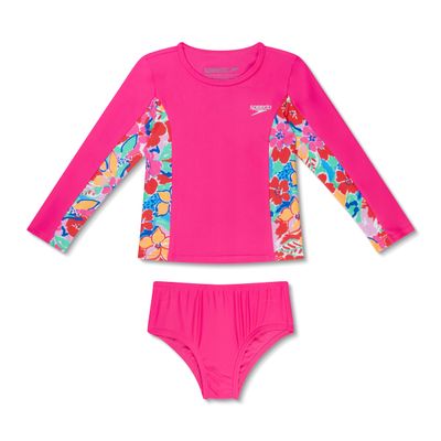 Speedo Girl's Uv Swim Shirt Long Sleeve Rashguard Set