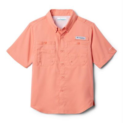 Columbia Boys PFG Tamiami Short Sleeve Shirt, Faded Peach, Large