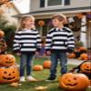 COSLAND Kids' Black and White Striped Hooded Sweatshirts Cotton Long Sleeve Hoodies for Boys, X-Small view 3