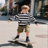 COSLAND Kids' Black and White Striped Hooded Sweatshirts Cotton Long Sleeve Hoodies for Boys, X-Small view 4