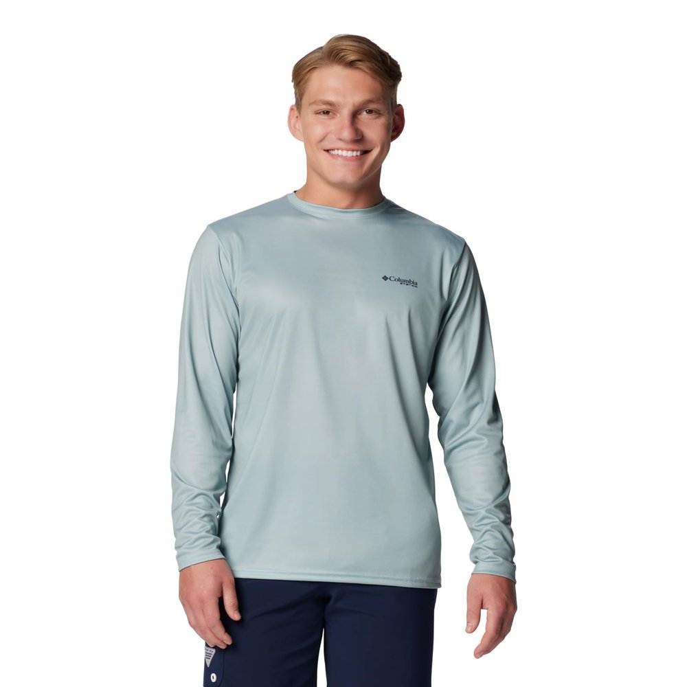 Columbia Men's Terminal Tackle PFG Blackline Long Sleeve, Crushed Blue/Blackline Trout, Small