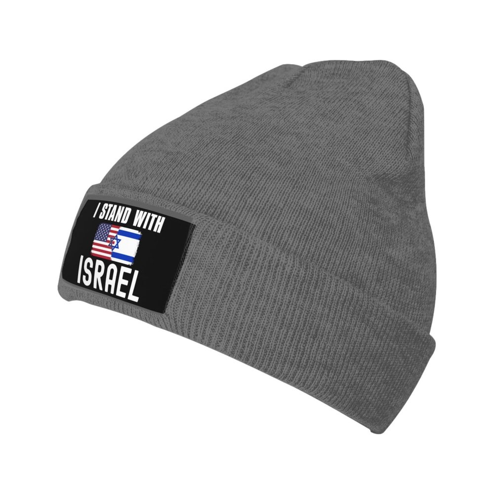 Kkaingg I Stand with Israel, American USA Flag,Support Israeli Beanie Hat Women Knitted Hat Men Knit Skull Cap Warm Hat Deep Heather
