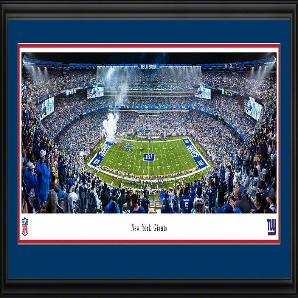 New York Giants - 44x18-inch Double Mat, Deluxe Framed Picture by Blakeway Panoramas