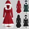Womens Christmas Costume Fashion Hoodies Cloak Cape Cosplay Bandage Winter Lightweight Loose Faux Fur Hooded Pullover Red view 4