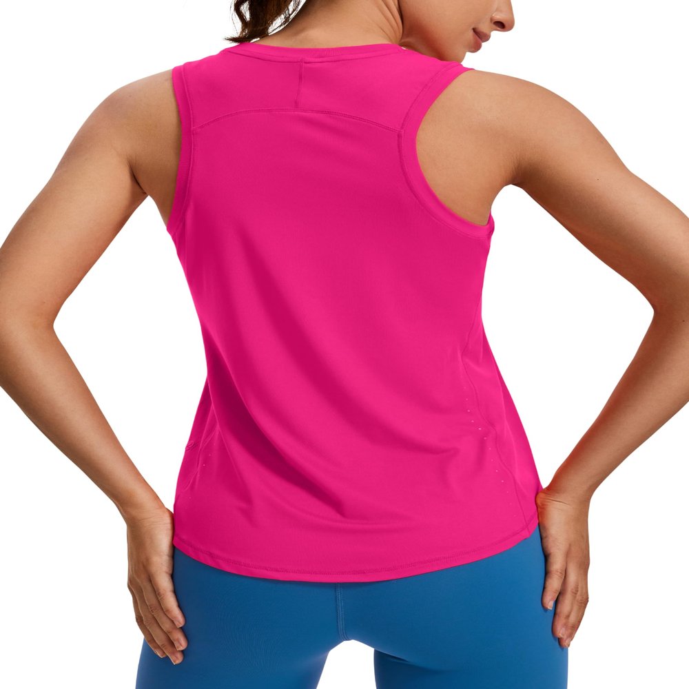 CRZ YOGA Lightweight Workout Tank Tops for Women - Athletic Running Sleeveless Shirts Racerback High Neck T-Shirt Granita Pink Medium