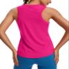 CRZ YOGA Lightweight Workout Tank Tops for Women - Athletic Running Sleeveless Shirts Racerback High Neck T-Shirt Granita Pink Medium view 1
