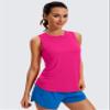 CRZ YOGA Lightweight Workout Tank Tops for Women - Athletic Running Sleeveless Shirts Racerback High Neck T-Shirt Granita Pink Medium view 2