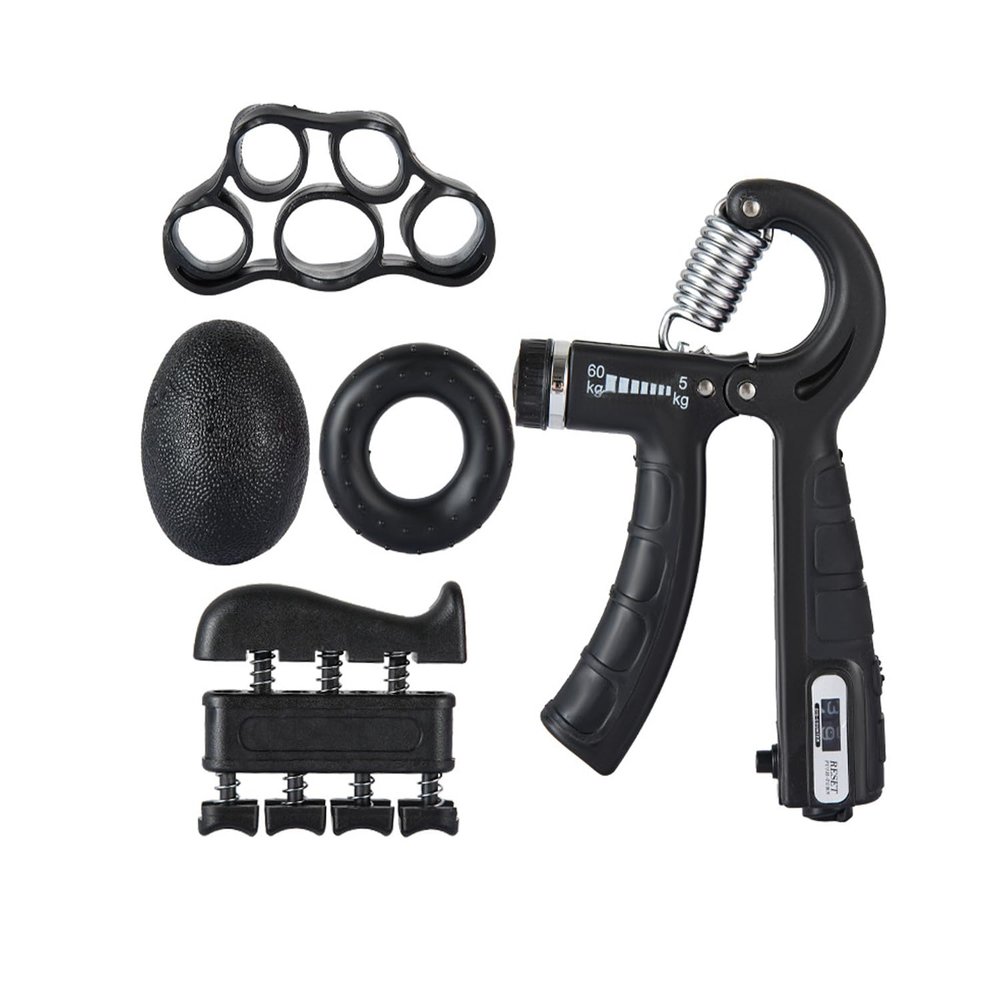 5-in-1 Exercise Set: Hand Grippers, Finger Exerciser, Grip Rings & Stress Relief Balls - Perfect Workout Equipment for Women & Athletes with Adjustable Resistance Vertical Foregrip