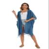 Beautybatik Dark Blue Women Hippie Gypsy Stripe Printed Kimono Cardigan Shawl Wrap Swimsuit Cover Up Jacket One Size view 3