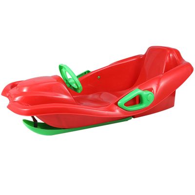 Children's Sledge, Thickened Double Sledge, Multi-Coloured Sledges, Snow Sledge with Backrest, Plastic Sledge