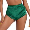 Women's Velvet Booty Lifting Yoga & Pole Dance Shorts - Sexy Side Split Mini Hot Pants - Gym Sports Leggings - Clubwear Rave Shorts - Green XL view 3