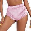 Women Velvet Booty Bottoms Shorts - Sexy Side Split Workout Butt Lifting Yoga Pole Dance Mini Hot Pants - Gym Sports Leggings Clubwear Rave - Light Pink 2XL view 3