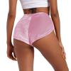 Women Velvet Booty Bottoms Shorts - Sexy Side Split Workout Butt Lifting Yoga Pole Dance Mini Hot Pants - Gym Sports Leggings Clubwear Rave - Light Pink 2XL view 4