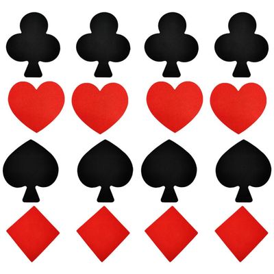 8 Pairs Covers Disposable Breast Pasties Petals Poker Card Pattern Stickers Adhesive Bra Pasties for Women Girls