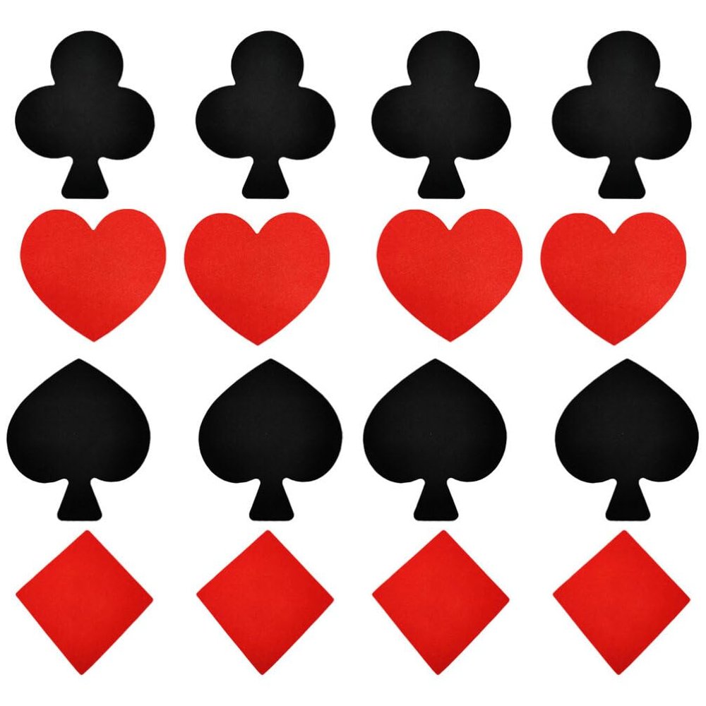 8 Pairs Covers Disposable Breast Pasties Petals Poker Card Pattern Stickers Adhesive Bra Pasties for Women Girls