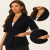 Allegra K Blazer for Women's Short Sleeve Button Front Cotton Linen Lapel Collar Work Office Casual Blazer Coat Large Black view 2