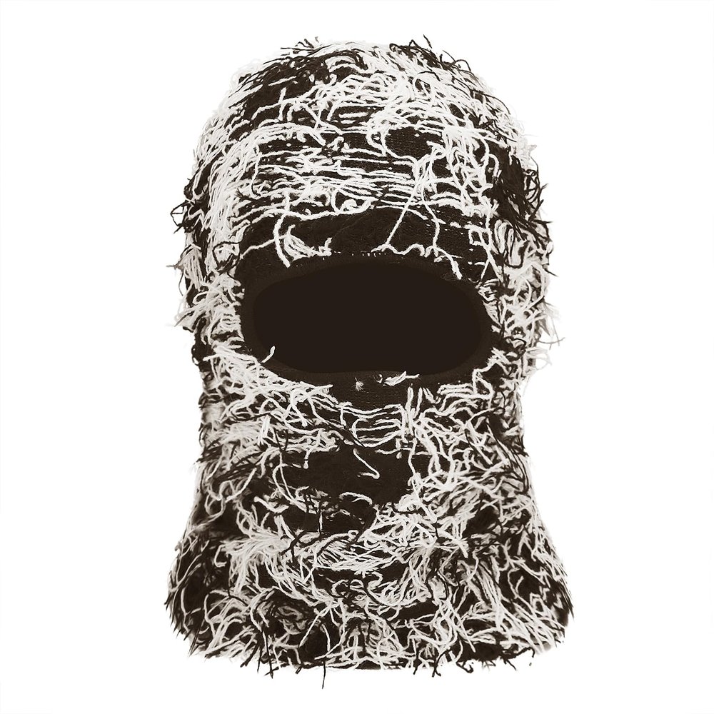 Balaclava Distressed Knitted Windproof Ski Mask Winter Outdoor Sports Full Face Cover,Warmer Thermal Shiesty for Men Women Beige/Brown