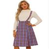 Allegra K Overall Plaid Dress for Women's Christmas Tartan Pinafore Suspender Skirt Small Purple view 1
