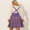 Allegra K Overall Plaid Dress for Women's Christmas Tartan Pinafore Suspender Skirt Small Purple view 2