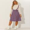 Allegra K Overall Plaid Dress for Women's Christmas Tartan Pinafore Suspender Skirt Small Purple view 3