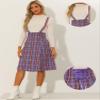 Allegra K Overall Plaid Dress for Women's Christmas Tartan Pinafore Suspender Skirt Small Purple view 4