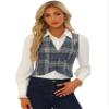 Allegra K Plaid Vest for Women's Single Breasted Sleeveless Racerback Vintage Waistcoat X-Small Grey Blue view 1
