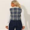 Allegra K Plaid Vest for Women's Single Breasted Sleeveless Racerback Vintage Waistcoat X-Small Grey Blue view 3