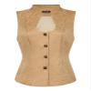 Allegra K Vintage Suit Waistcoat for Women's Gothic Blazer Sleeveless Steampunk Jacquard Dressy Vest X-Small Khaki view 1