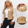 Allegra K Vintage Suit Waistcoat for Women's Gothic Blazer Sleeveless Steampunk Jacquard Dressy Vest X-Small Khaki view 2