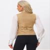Allegra K Vintage Suit Waistcoat for Women's Gothic Blazer Sleeveless Steampunk Jacquard Dressy Vest X-Small Khaki view 3