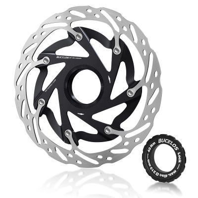 BUCKLOS Centerlock 140mm Bike Disc Brake Rotor - Mountain Bike Road Bike MTB Center Lock Stainless Steel Bicycle Disc Brakes Rotors for E-bike/BMX(Black)